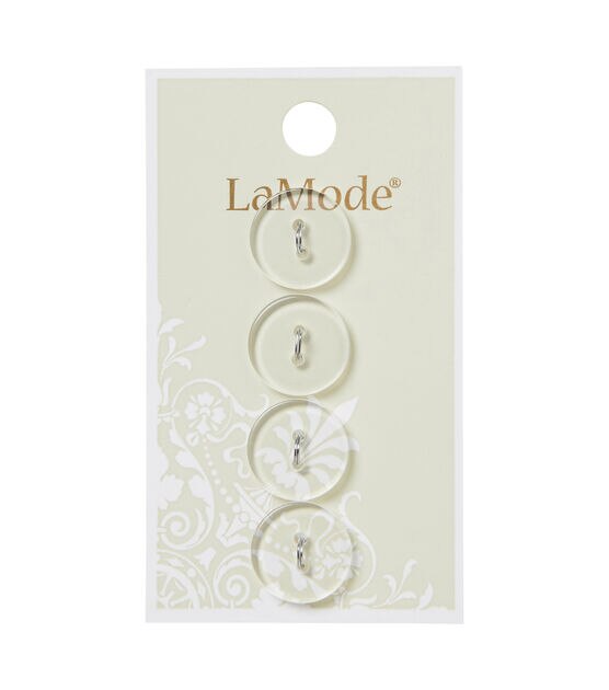 La Mode 5/8" Clear Crystal Round 2 Hole Buttons 4pk