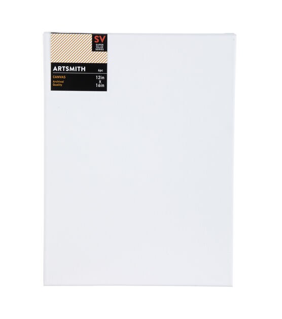 12 x 16 Stretched Super Value Cotton Canvas 6pk - Stretched Canvas - Art Supplies & Painting