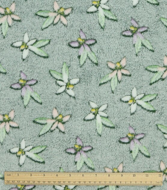 Summer Green Embossed Simple Tropical Floral Sew Lush Fleece Fabric, , hi-res, image 3