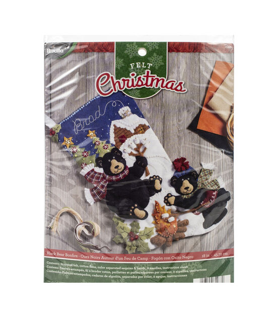 Bucilla Felt Applique Christmas Stocking Kit A BEARY MERRY CHRISTMAS 18 inch