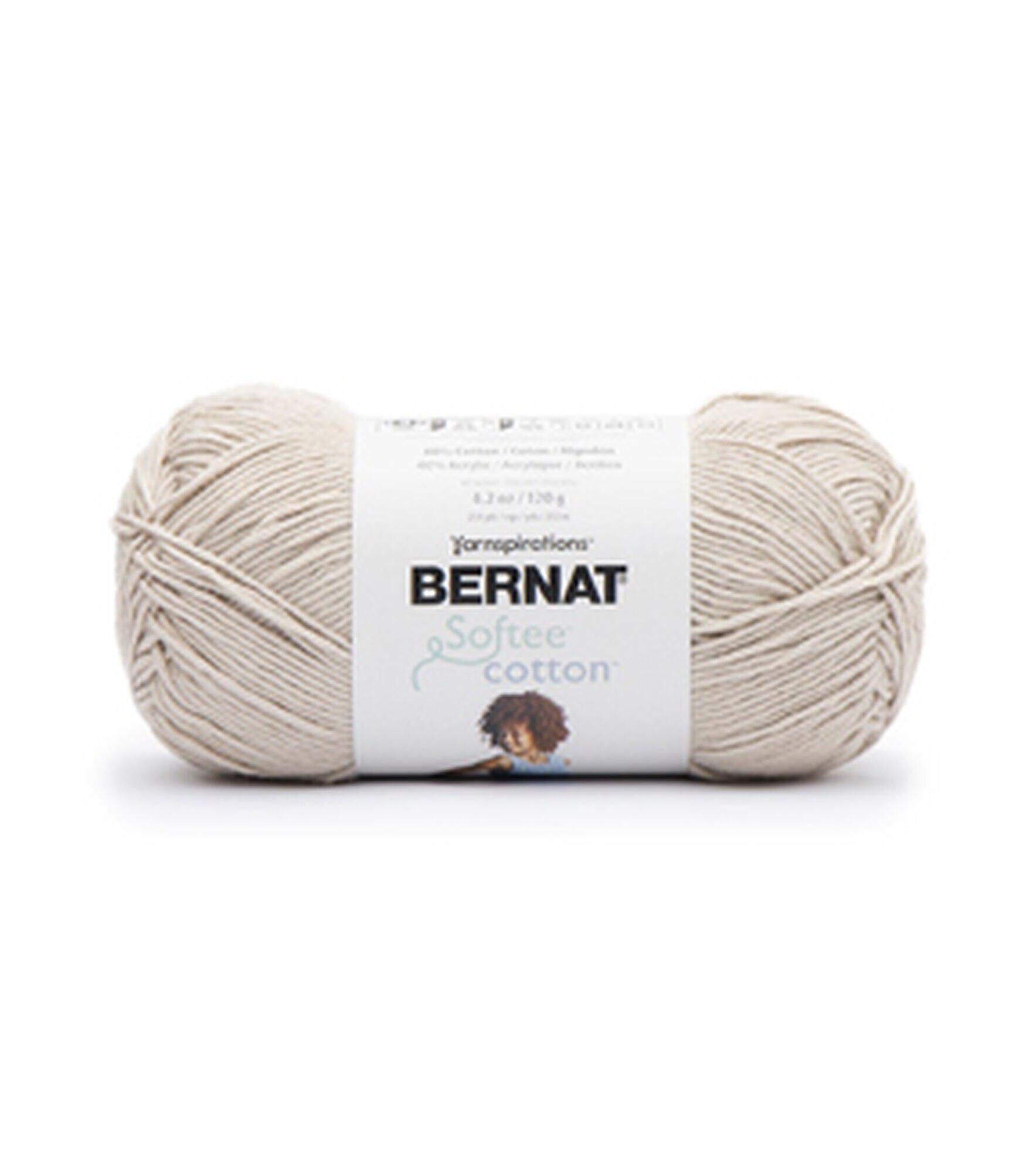 Bernat Softee 254yds Light Weight Cotton Yarn, Feather Gray, hi-res