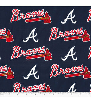 MLB Fleece Atlanta Braves Plaid Navy/Red, Fabric by the Yard