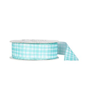 Offray 3/8x9' Gingham Check and Plaid Grosgrain Ribbon