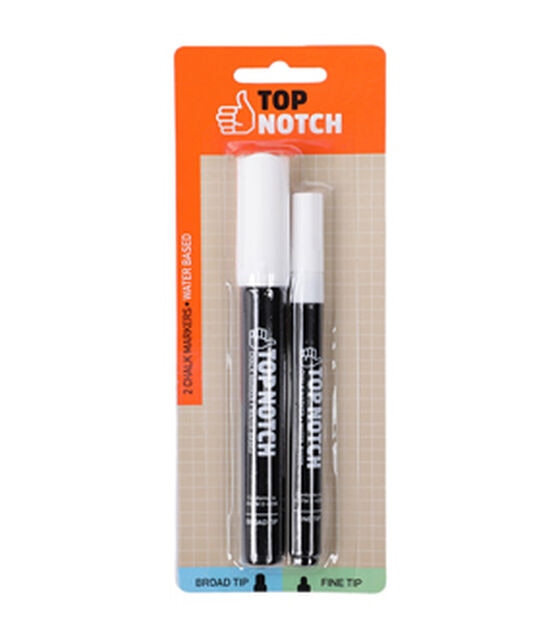 White 2pk Fine & Broad Tip Chalk Markers by Top Notch