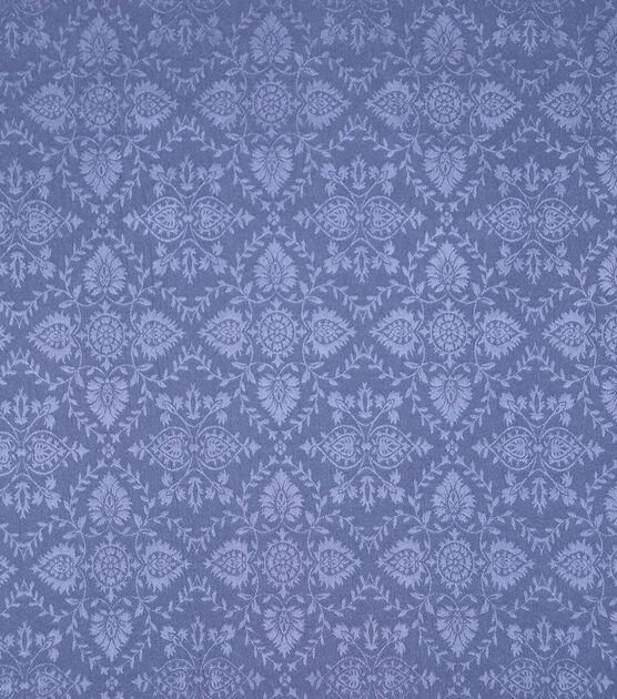 Dark Blue Damask Silky Jacquard Fabric