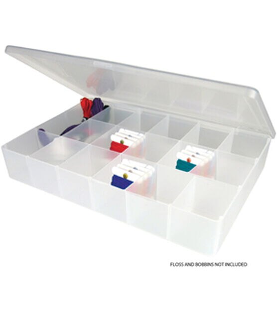 Embroidery Floss Organizer Box - 17 Compartments with 100 Hard Plastic Floss Bob