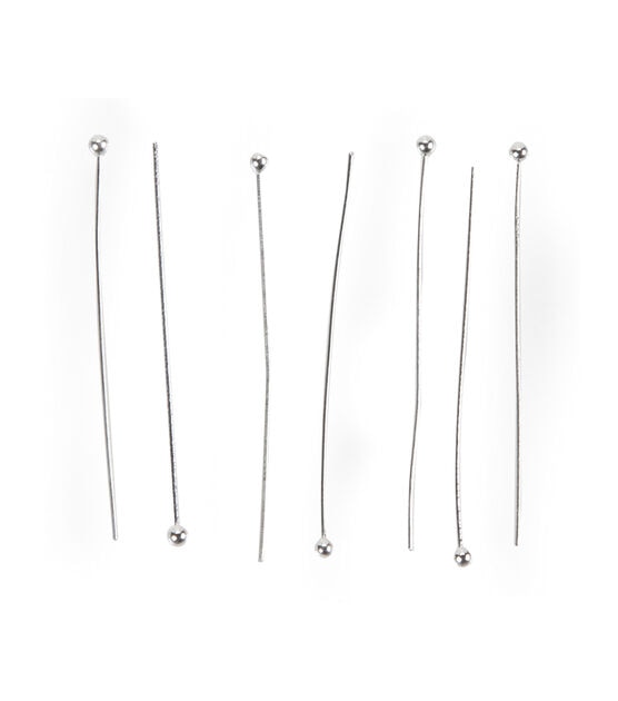 Head Pins, with Ball Head 1.5 Inches Long and 21 Gauge Thick, Silver Plated  (20 Pieces)