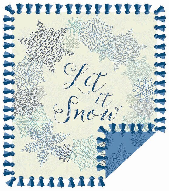 Snowflakes No Sew Fleece Blanket Kit, Winter No Sew Throw Kit, DIY