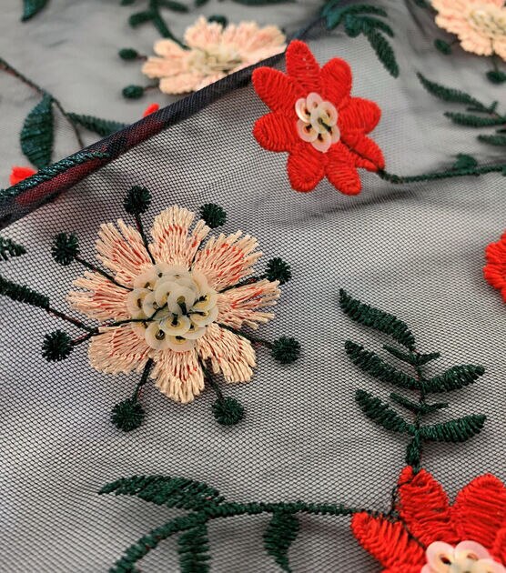 3D Flower Embellishment Mesh Apparel Fabric, , hi-res, image 4
