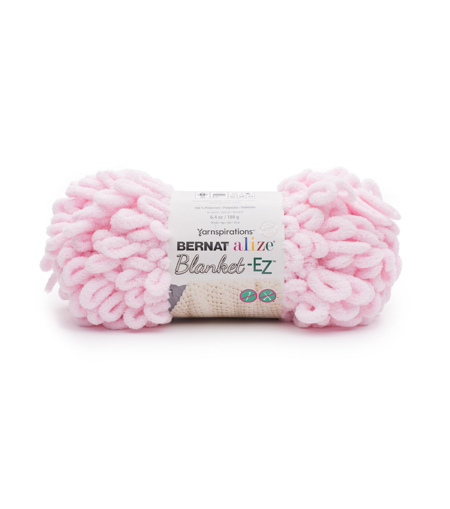 Bernat Alize EZ Loop Blanket 18yds Jumbo Polyester Yarn, Powder Pink, hi-res