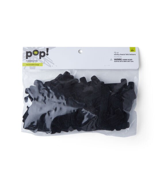 POP! Possibilities 72 pk 3in Sticky Back Felt Letters - Black