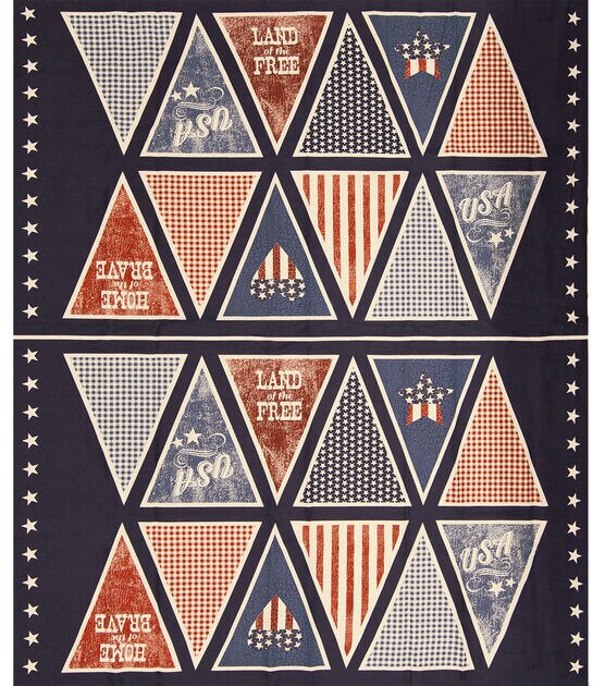 Pennant Quilt Panel Patriotic Cotton Fabric