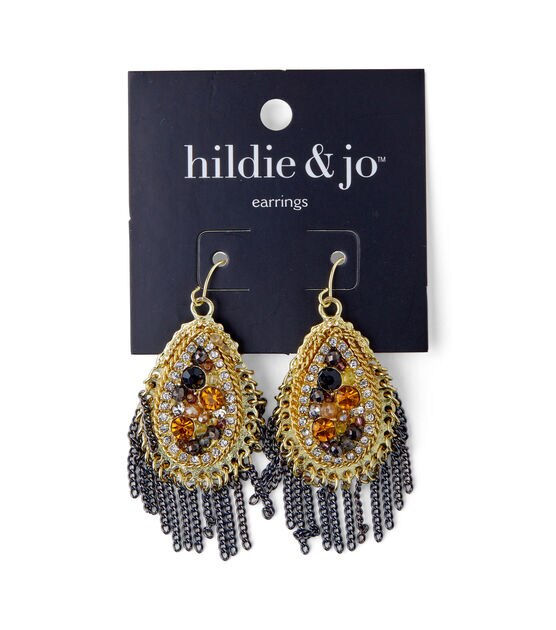 Gold & Silver Teardrop Earrings With Beads & Crystals by hildie & jo