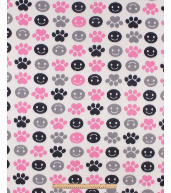 48" Wide Paw Prints on White No Sew Fleece Blanket by Make It Give It, , hi-res, image 3