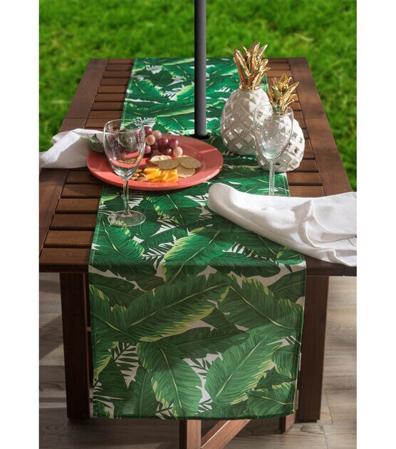 Design Imports Banana Leaf Outdoor Table Runner with Zipper, , hi-res, image 3