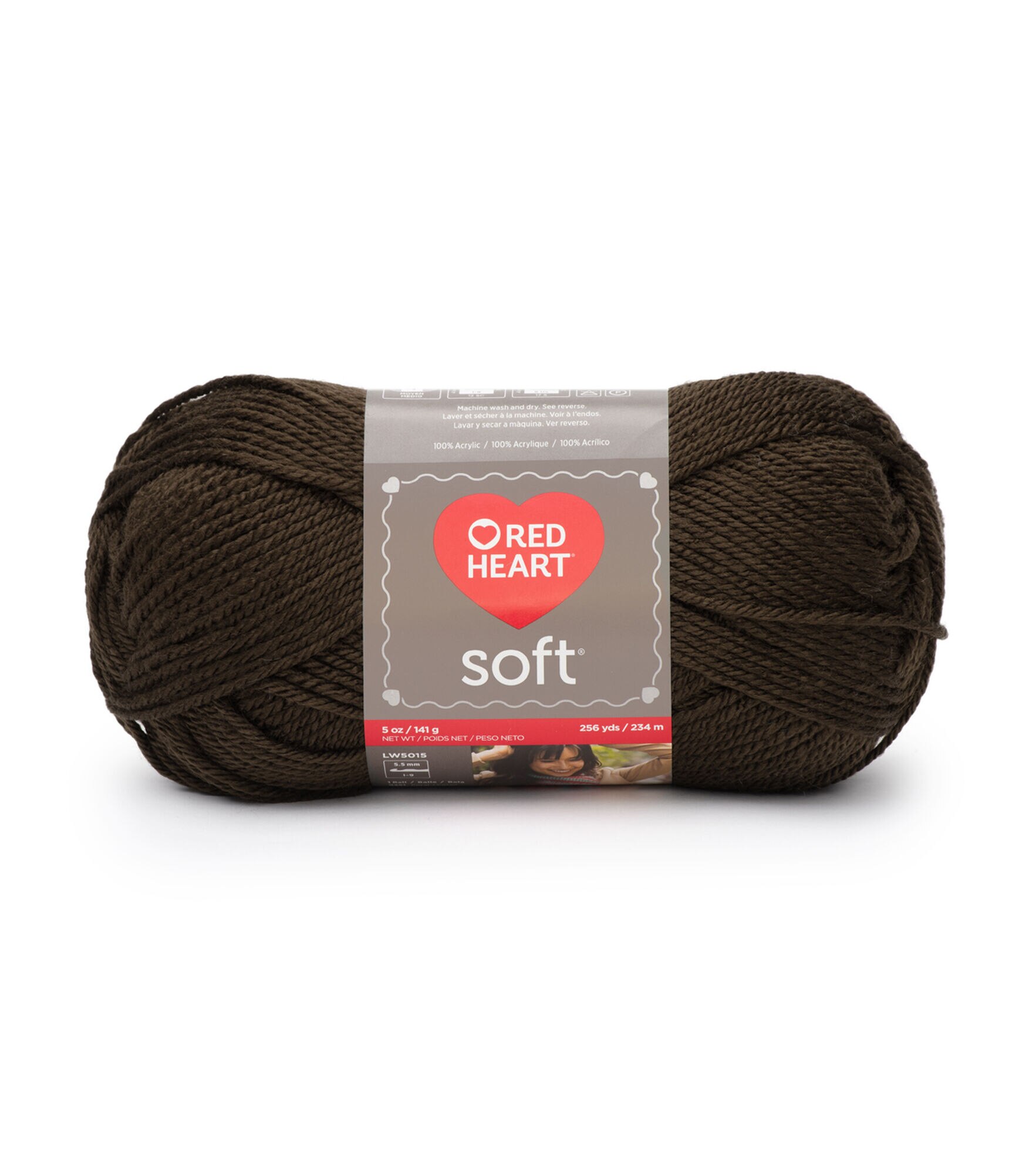 Red Heart Soft Worsted Acrylic Yarn, Soft Chocolate, hi-res