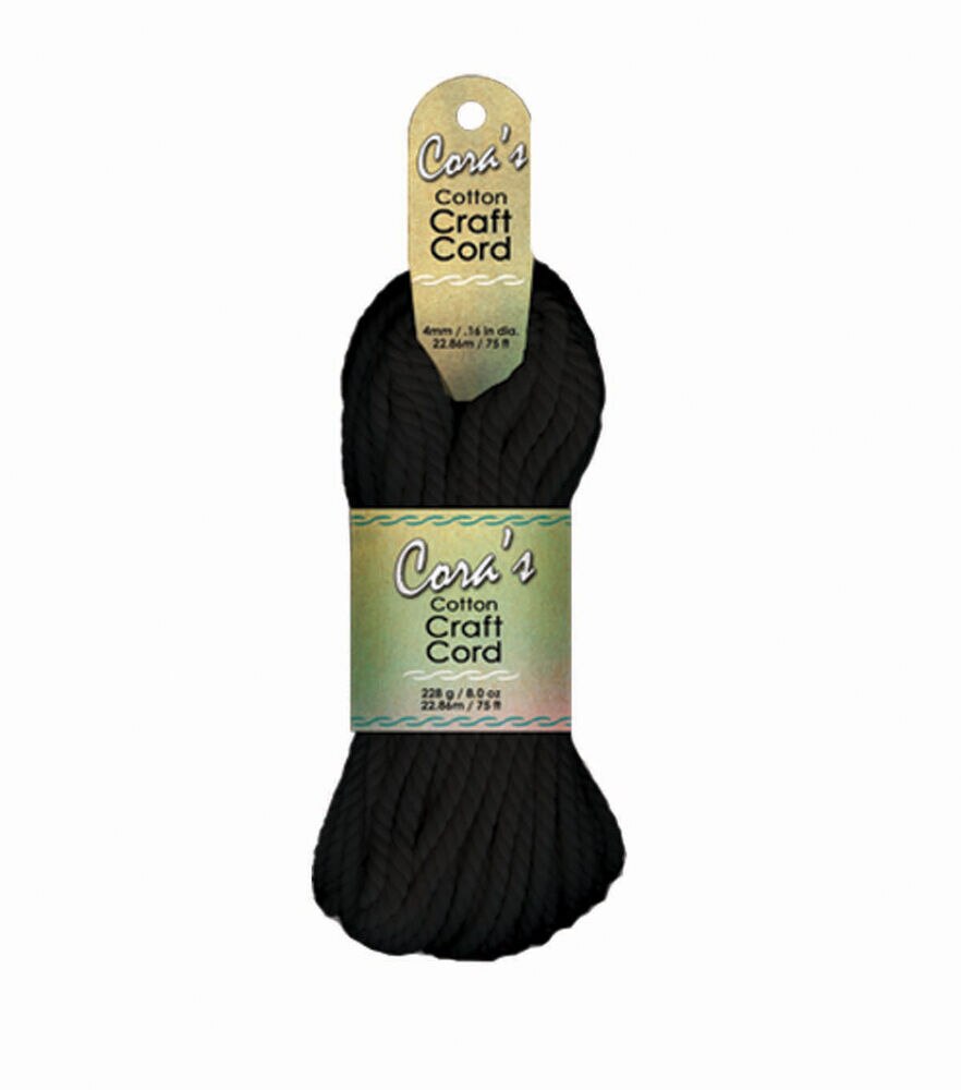 Pepperell Cotton Cord 4mmx75ft-Black