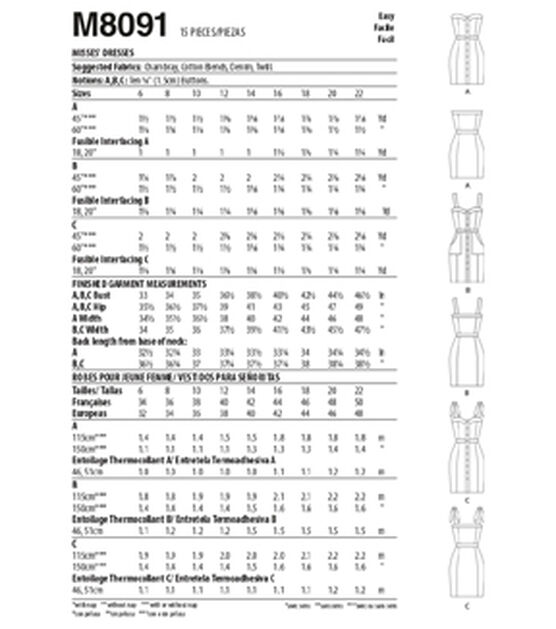 McCall Pattern Company M6801 Misses'/Women's Dresses Sewing  Template, Size B5 (8-10-12-14-16) : Arts, Crafts & Sewing