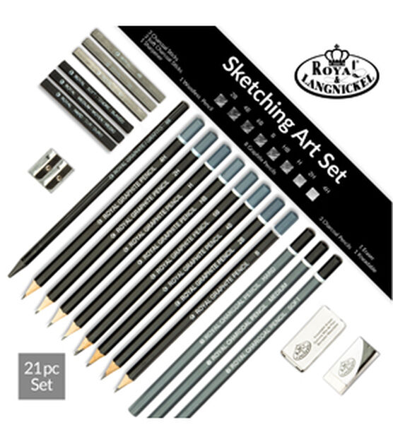 Royal & Langnickel Essentials 3 Piece Drawing Eraser Set, Gray & White