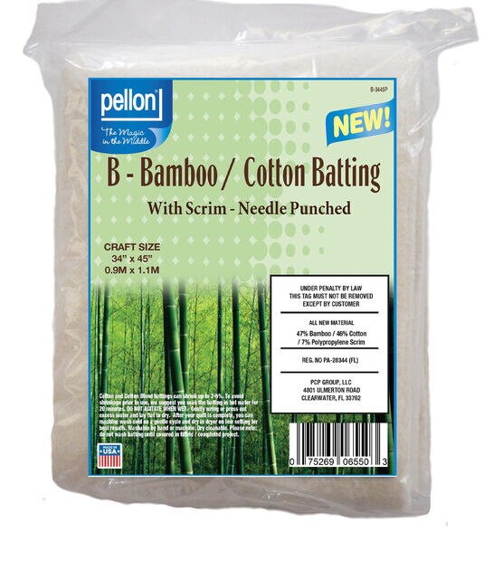 Pellon Bamboo/Cotton Batting With Scrim 34" x 45"