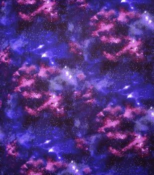 Magical Galaxy Blue Purple Sky Glitter Accents Cotton Fabric 3 Wishes By  Yard