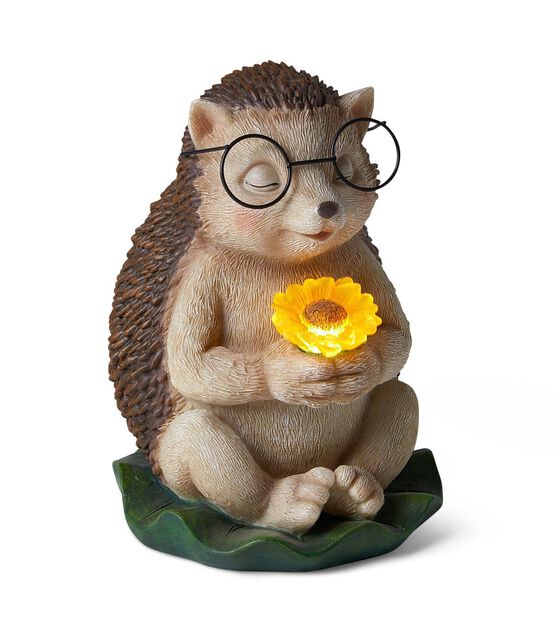 8" Spring Brown Hedgehog Outdoor Solar Garden Statue by Place & Time