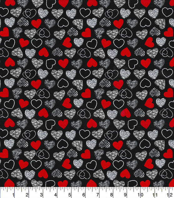 Fabric Traditions Small Hearts on Black Valentine's Day Cotton Fabric, , hi-res, image 2