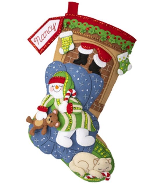 NOS Bucilla Christmas Stocking Kit Jolly Beaded Santa 18” Felt Appliqué  VINTAGE