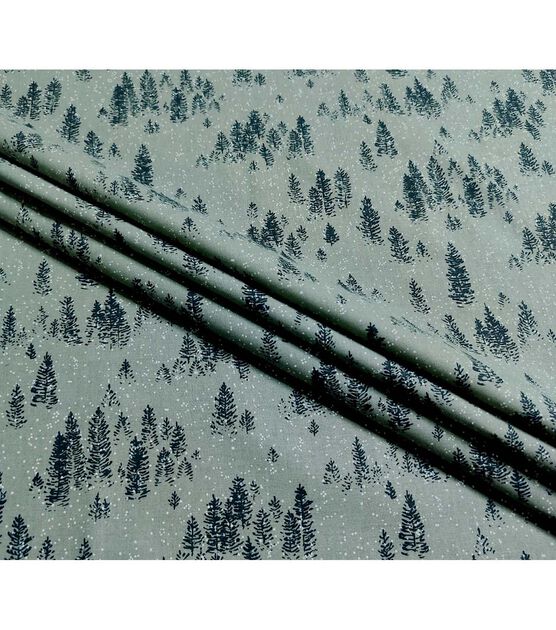Pine Forest on Gray Christmas Cotton Fabric, , hi-res, image 2