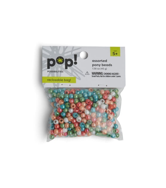 Pop! Possibilities 185 Pk Mini Metallic Star Beads - Kids Pony Beads - Kids