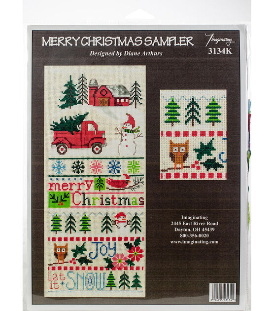 Imaginating 5.5" x 13" Merry Christmas Sampler Counted Cross Stitch Kit