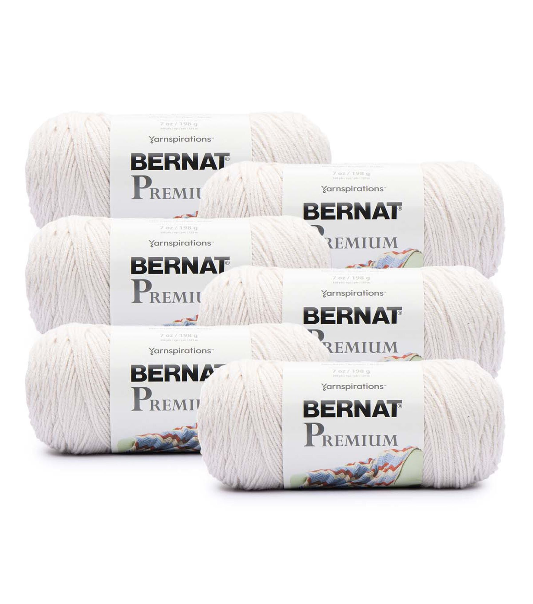 Bernat Premium Worsted Acrylic Yarn 6 Bundle, Parchment, hi-res