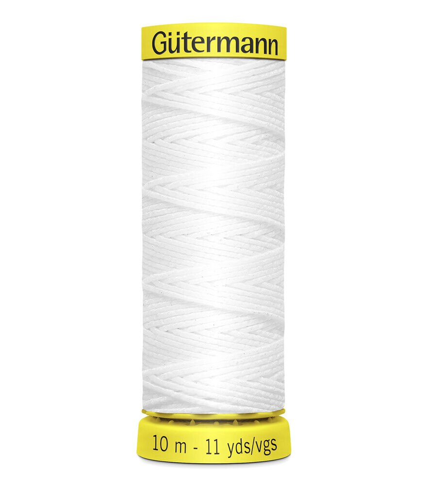 Gutermann 11yd 6wt Thread Elastic, 5019 White, swatch