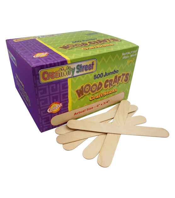 1000 Green 6 Inch Jumbo Wooden Craft Popsicle Sticks-JCS-GRE