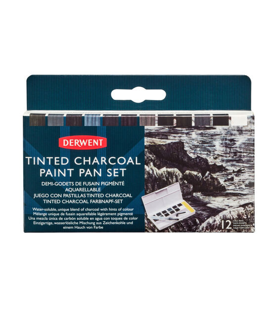 Derwent Tinted Charcoal Paint Pan Set, 12-Color Set