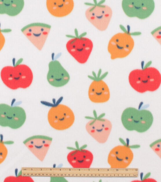 Juicy Fruit on White Blizzard Fleece Fabric, , hi-res, image 2