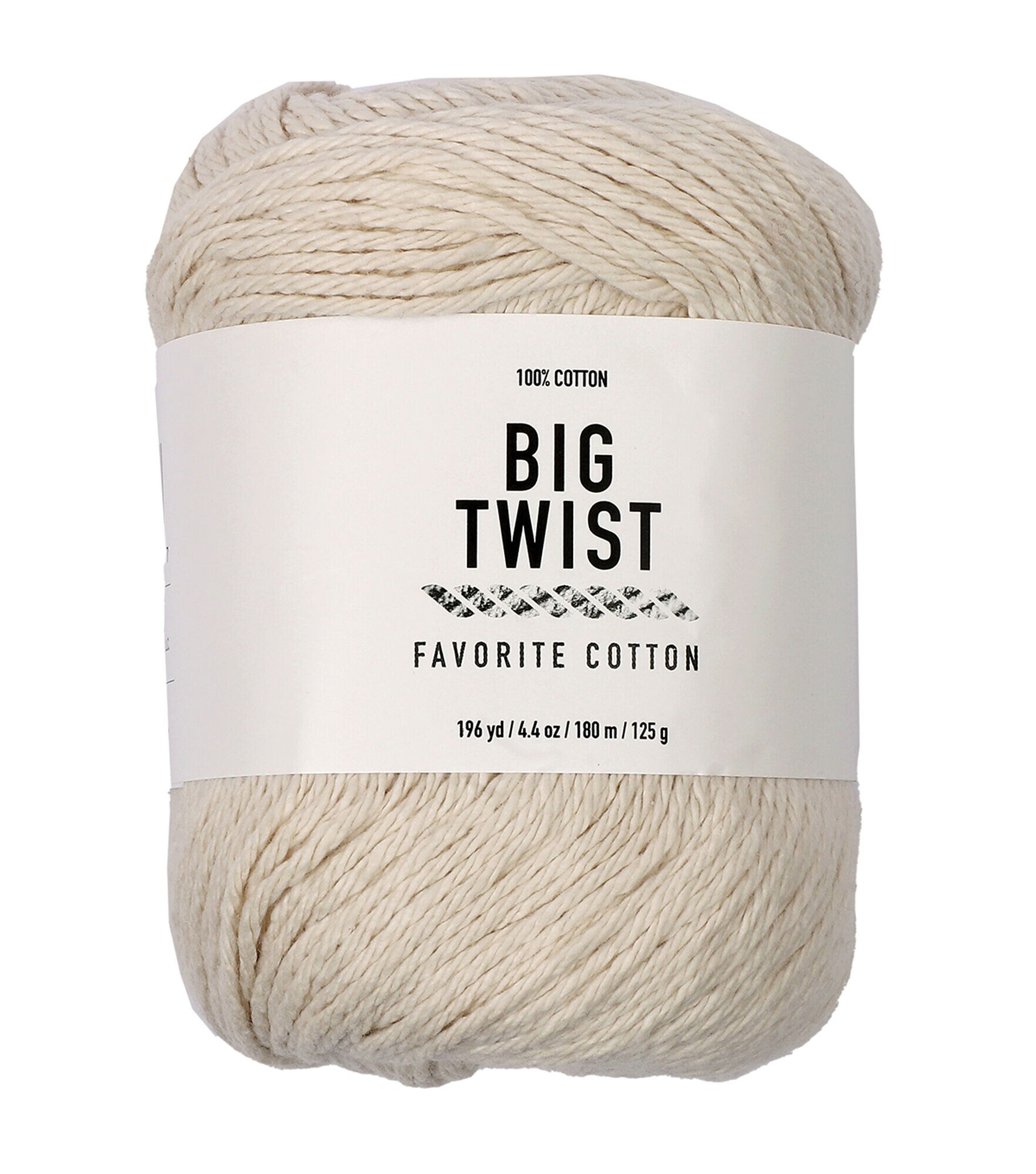 Favorite Cotton 196yds Worsted Cotton Yarn by Big Twist, Cream, hi-res