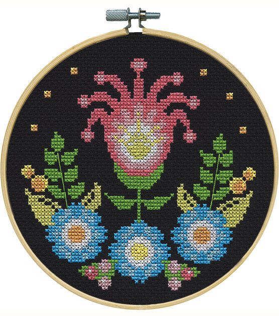 Leisure Arts Embroidery Kit 6 Floral Bouquet- embroidery kit for beginners  - embroidery kit for adults - cross stitch kits - cross stitch kits for  beginners - embroidery patterns