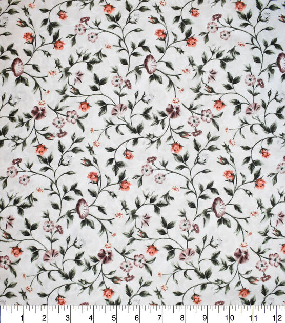 Premium Quilt Cotton Fabric Chloe Flower Vines Ivory | JOANN