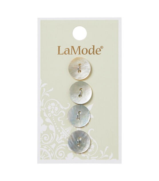 La Mode 1/2" White Agoya Shell 2 Hole Buttons 4pk