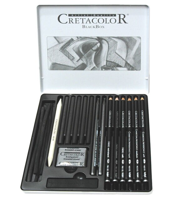 Cretacolor Black Tin Box Drawing Set 20pc