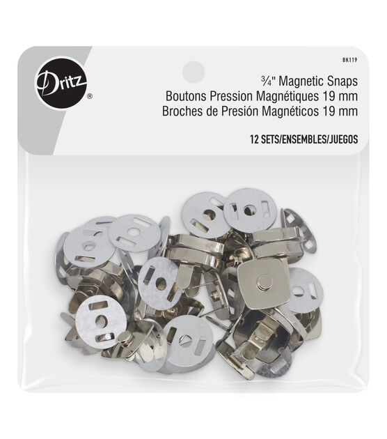 Dritz 3/4 Magnetic Snaps, 12 Sets, Nickel