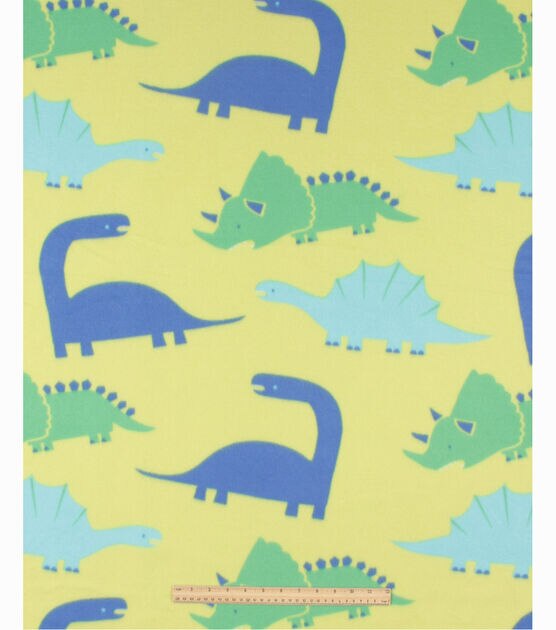 48" Wide Green & Blue Dinosaurs No Sew Fleece Blanket by Happy Value, , hi-res, image 3