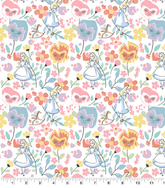 Disney Alice In Wonderland Spring Floral Cotton Fabric