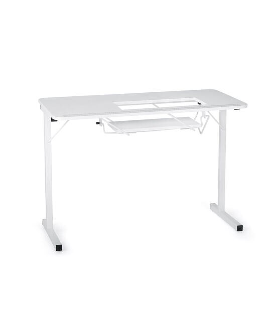 Large Foldaway Mobile Craft Sewing Table Cabinet in White Storage Craft  Hobby Desk