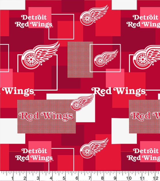 Detroit Red Wings Cotton Fabric New Block