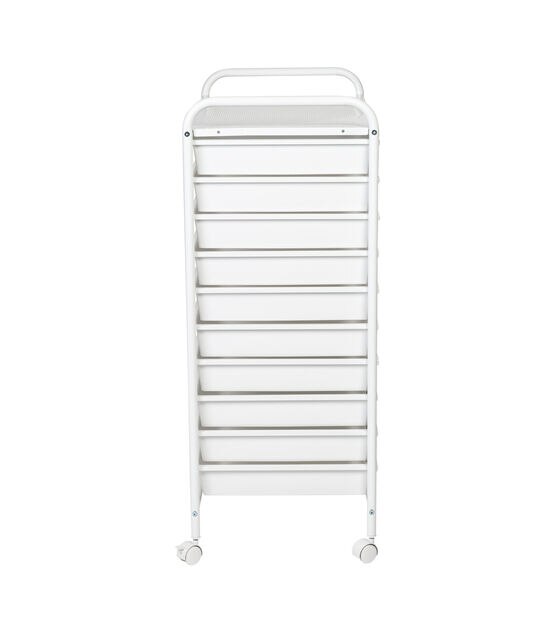 Smile Mart 15 Drawers Rolling Storage Bin with Metal Frame Lockable Wheels  White