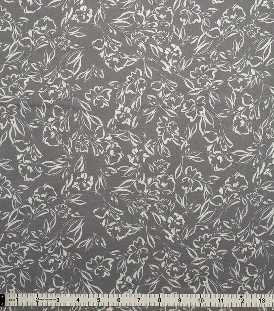 Sketched Simple Flowers on Gray Quilt Cotton Fabric by Keepsake Calico ...