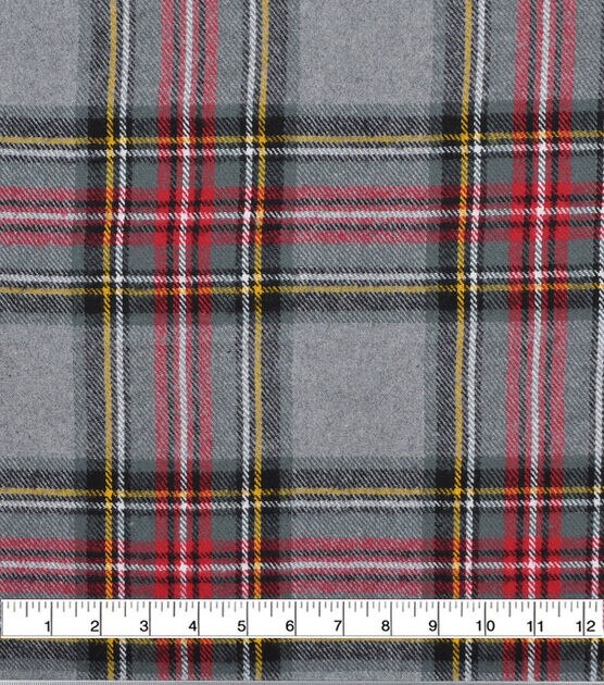 Plaiditudes Brushed Cotton Fabric Grey Multi Tartan Plaid