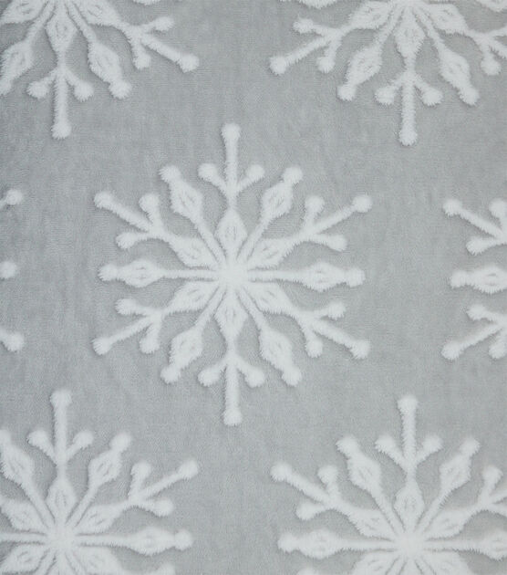 Debossed Snowflakes on Gray Sherpa Fabric
